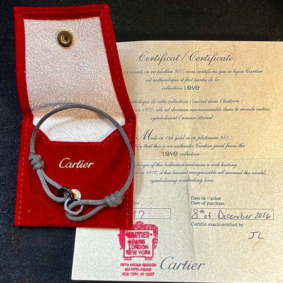 Auth. CARTIER LOVE Loop Diamond Bracelet, 18K white gold, ceramic, silk - Picture 3 of 5